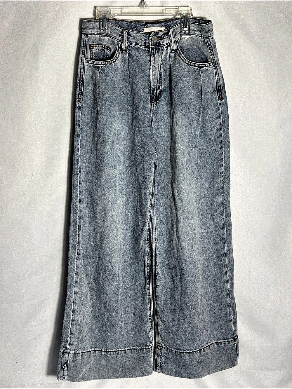 Habitual High Rise Wide Leg Trouser Jeans in Light Blue Waist